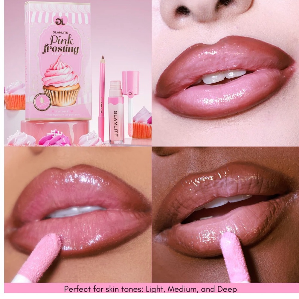 Glamlite Pink Frosting Lip Gloss Set - Lip pencil & lip liner